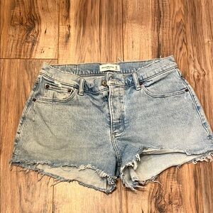 Abercrombie & Fitch Blue Jean Shorts Frayed Hem